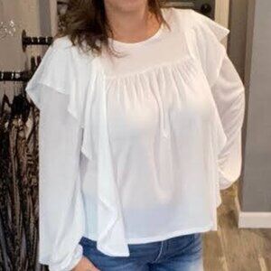 Ruffle flowing long sleeve top NWT small and large